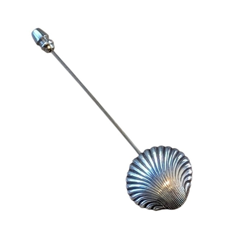 Vintage Sterling Silver Shell Stick Pin Nautical Coastal Lapel Hat Pin Brooch